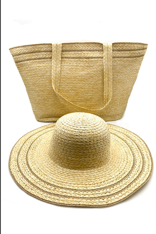 Woven Tote Bag With Metallic Edging