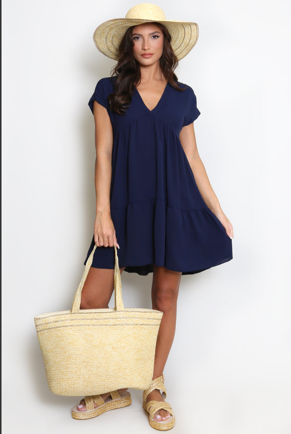 Woven Tote Bag With Metallic Edging