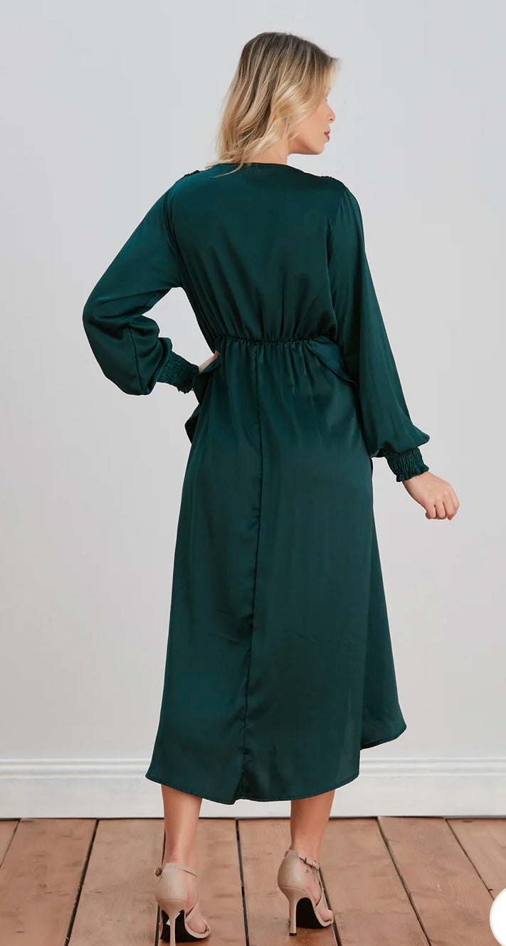 Elegant Forever Wrap Midi Dress – Luxury Evening Wear UK