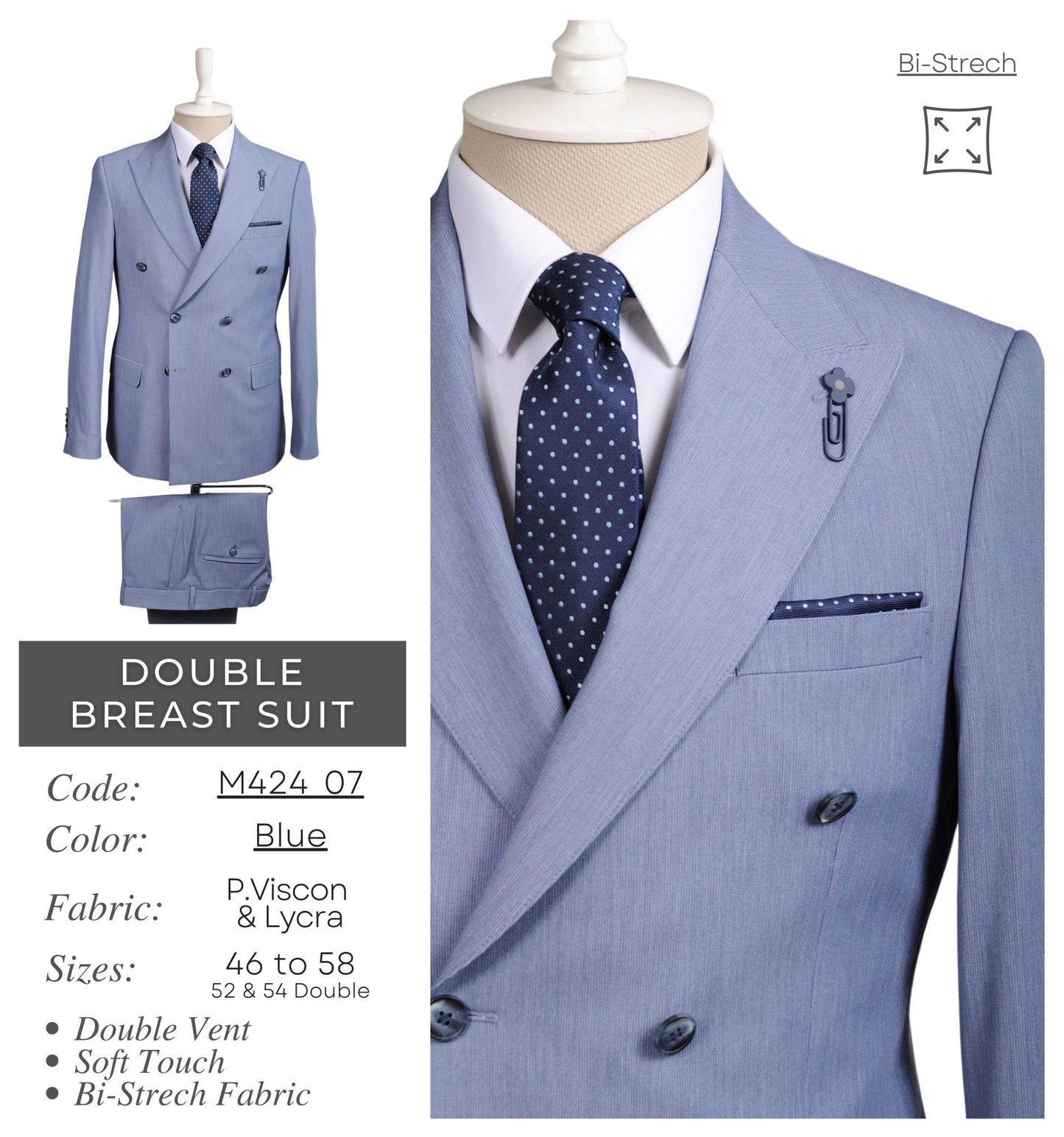 Blue double breast suit