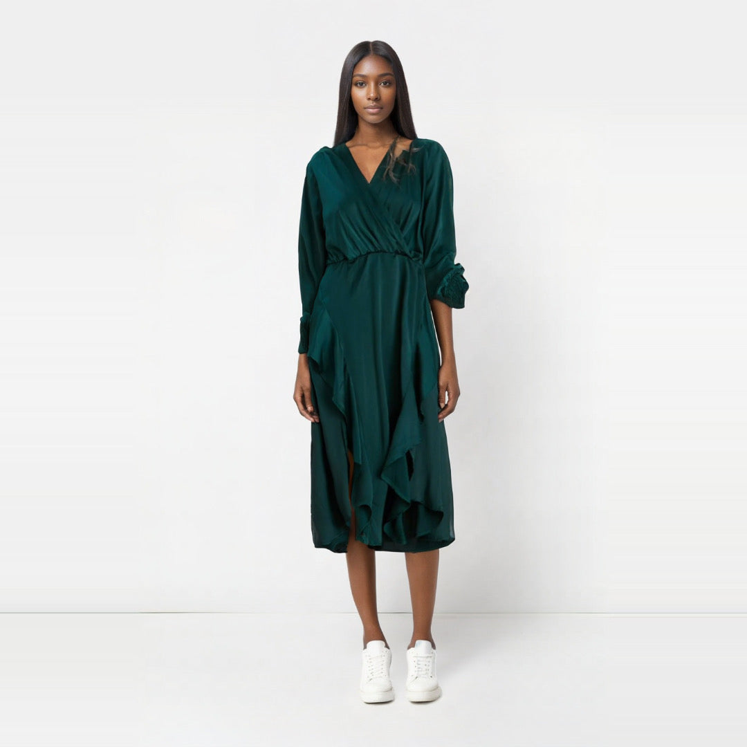 Elegant Forever Wrap Midi Dress – Luxury Evening Wear UK