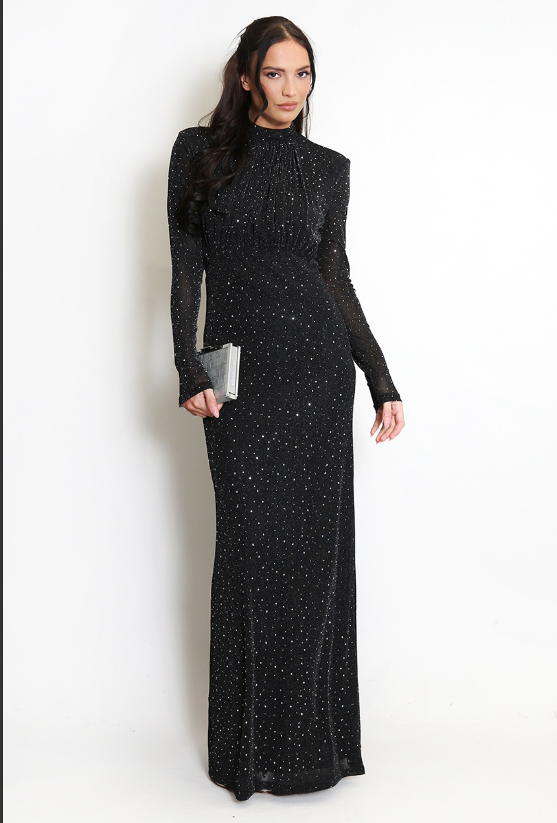 Embellished Long Sleeve Maxi Dress