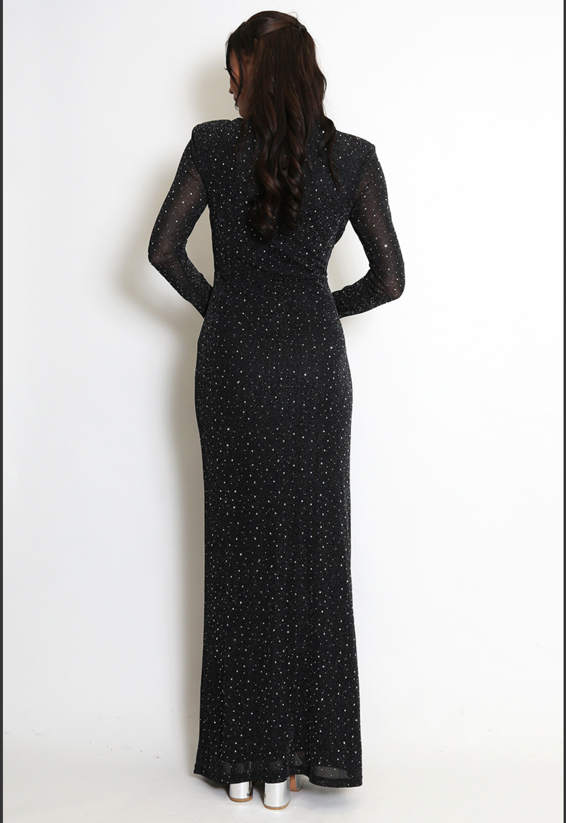 Embellished Long Sleeve Maxi Dress