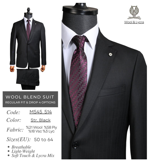 Black wool bend suit